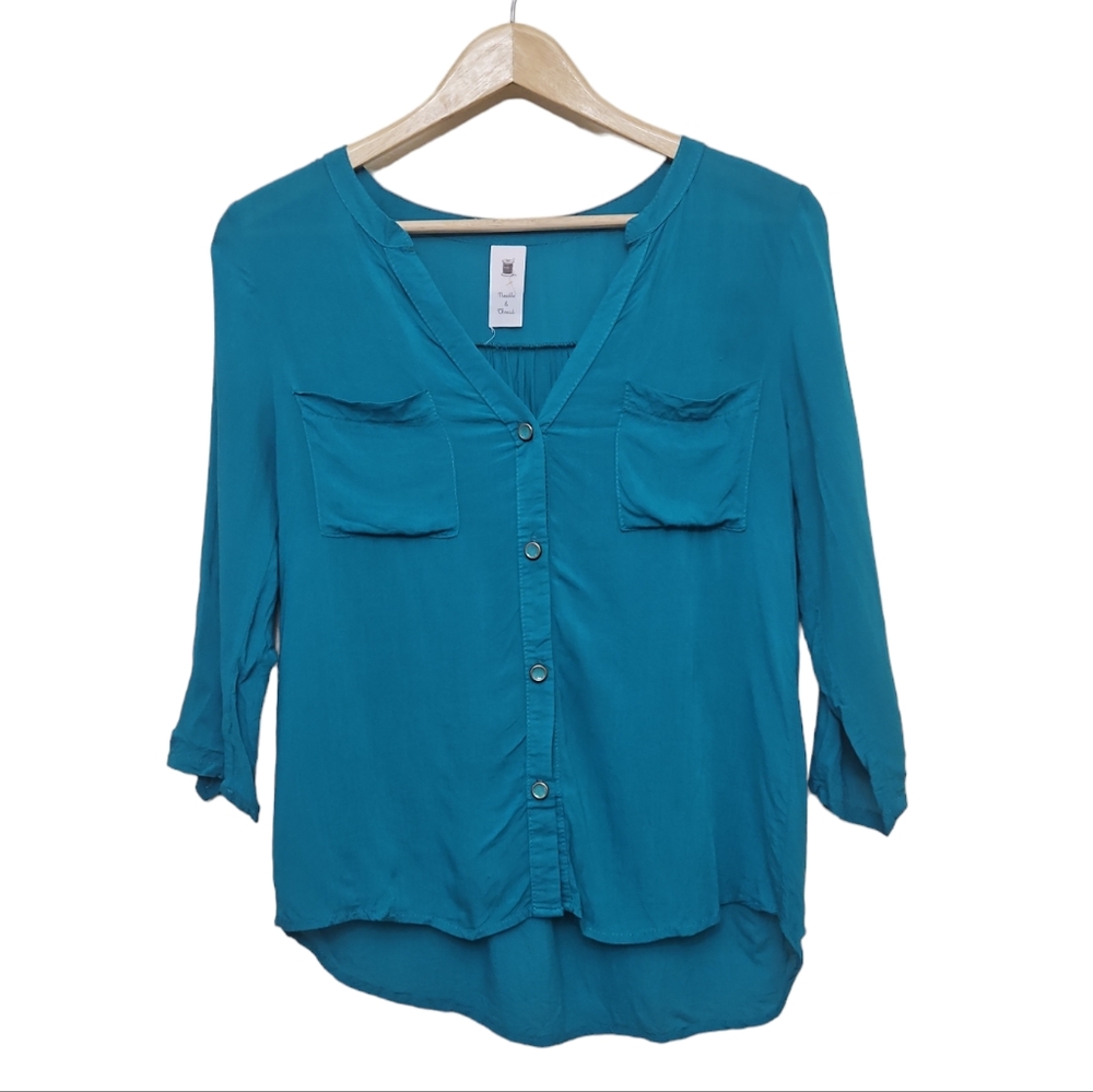 Needle & Thread Teal Button Up Shirt Small